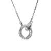 [Aloha Lokahi] Hawaiian Jewelry Necklace, Double Ring Infinity Design, Stainless Steel Silver Pendant, Scroll Design, with Chain, Accessory