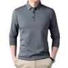 Spring Mulberry Silk T-shirt Men's Long-sleeved Polo Shirt Lapel Business Casual Paul Shirt Top Mercerized Cotton