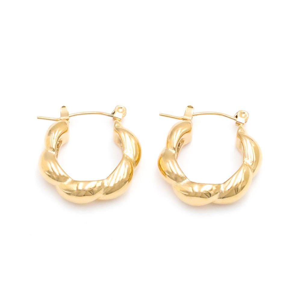 Wind Personality Versatile Ear Buckle Women'S Senior Sense 18K Electroplated Gold Twist Kink Earrings