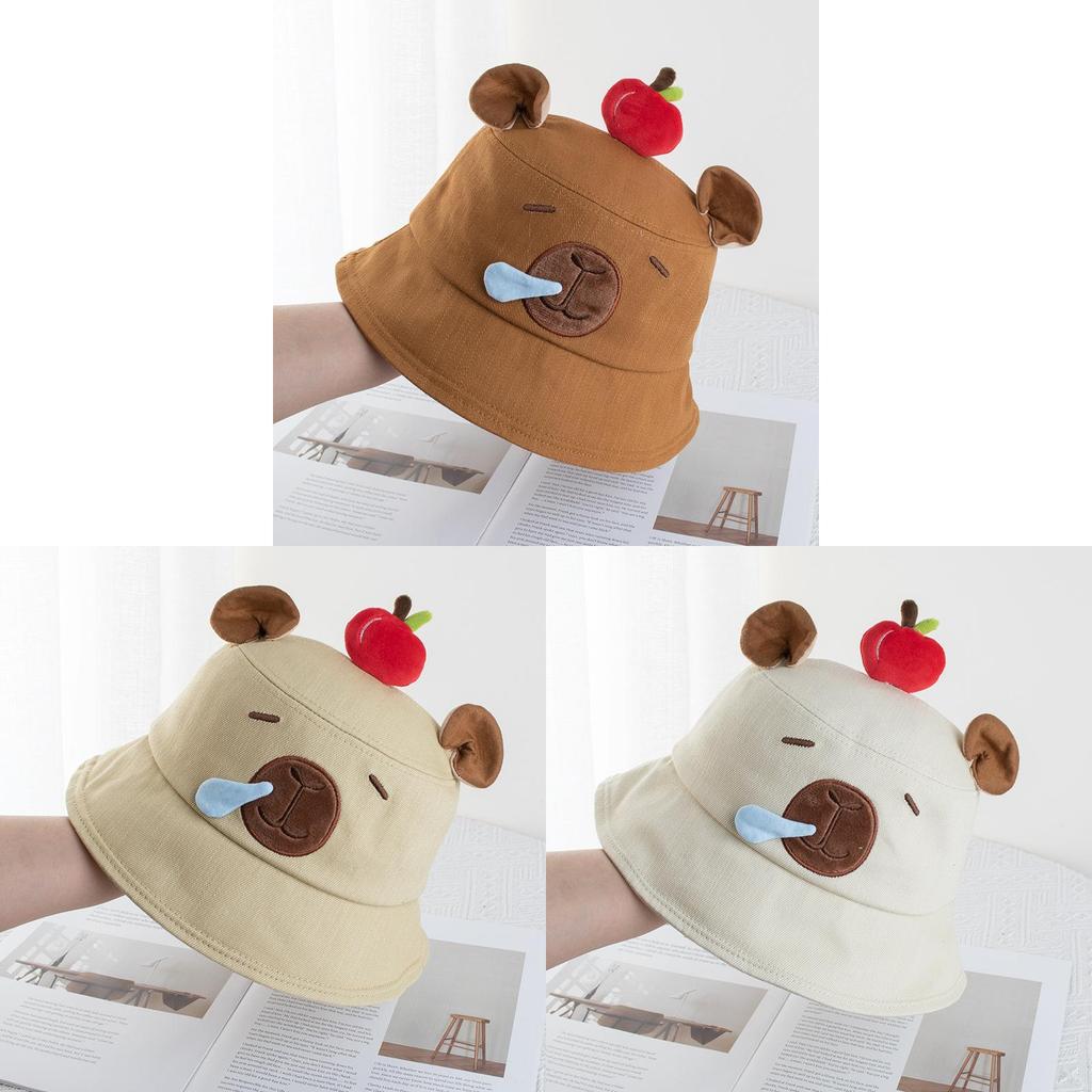 Capybara Apfel Cartoon Sonnenhut mit verstellbarem Rand für Sommer Strand Freizeit Mädchen