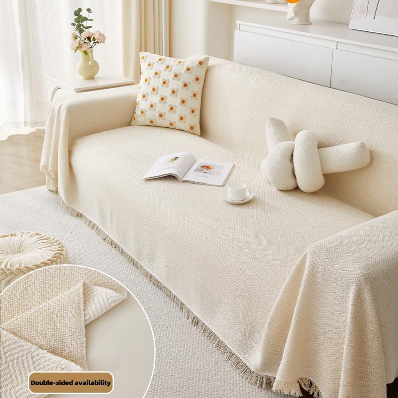 Cotton and Linen Sofa Blanket, Double-Sided Sofa Cover Cloth, Household Sofa Towel, Cushion Protector, 1, 2, 3, 4 Seater