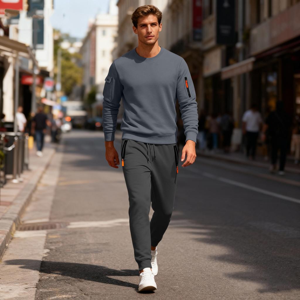 Men's Sweatshirt Suit Men's Solid Color Casual Sports Suit Sweatshirt Suit