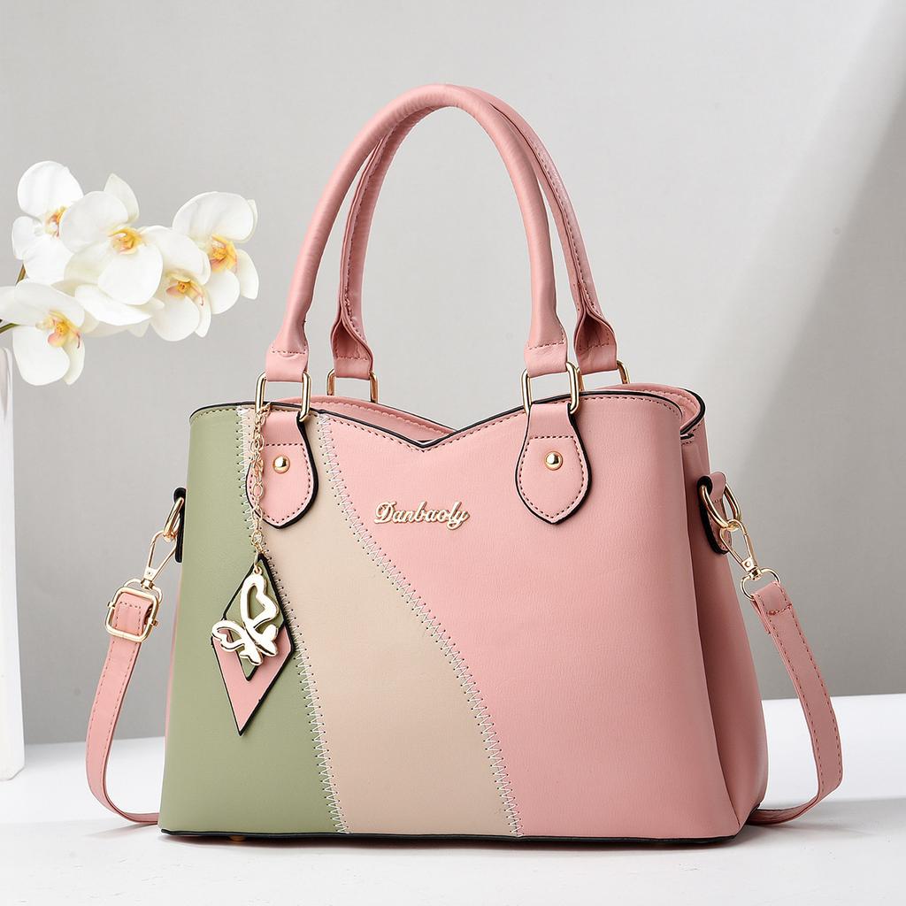 Handbag with Patchwork and Contrasting Colors, Single Shoulder Crossbody Bag, Fashionable Large Bag