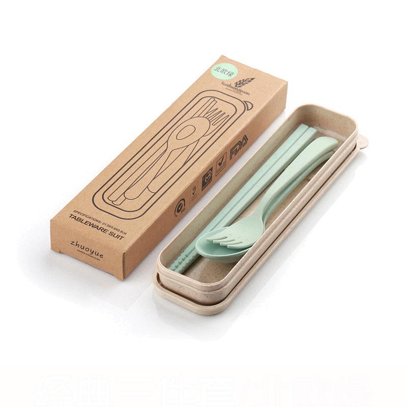 Eco-Friendly Wheat Straw Tableware Set: Portable Fork, Spoon, Chopsticks (3-Piece) + Cup, Bowl, Plate (6-Piece) - Ideal Promotional Gift