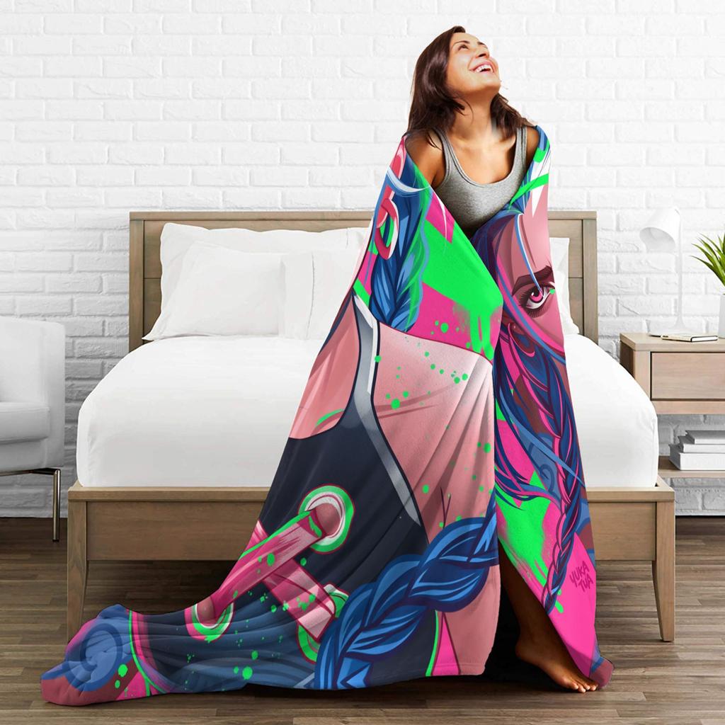 Arcane Blankets Viktor Game Anime Jinx Jayce Caitlyn Jesus Soft Warm Plush Throw Blanket For Couch Bed Flannel Bedspread