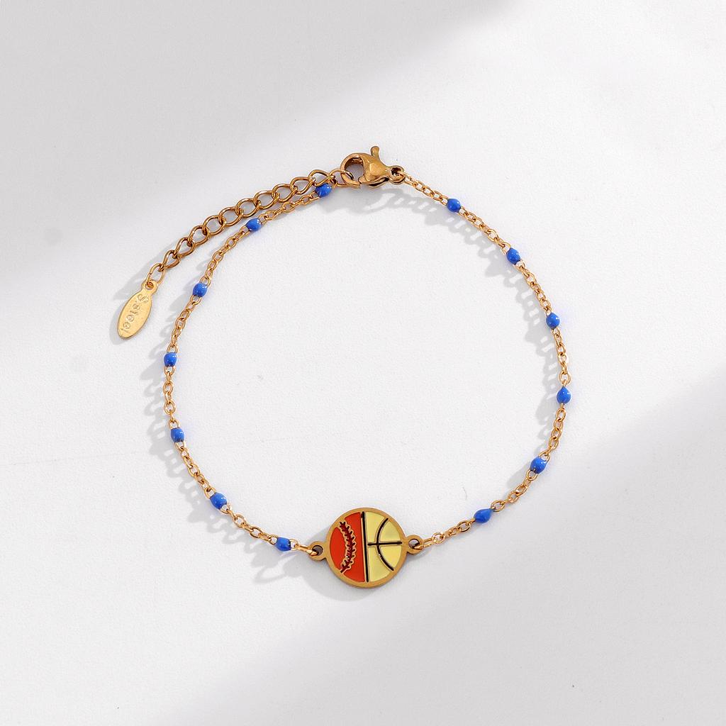 Women's Cross-border Creative Design Stainless Steel Soccer Beaded Bracelet European American-Style Minimalist Fashion Gift
