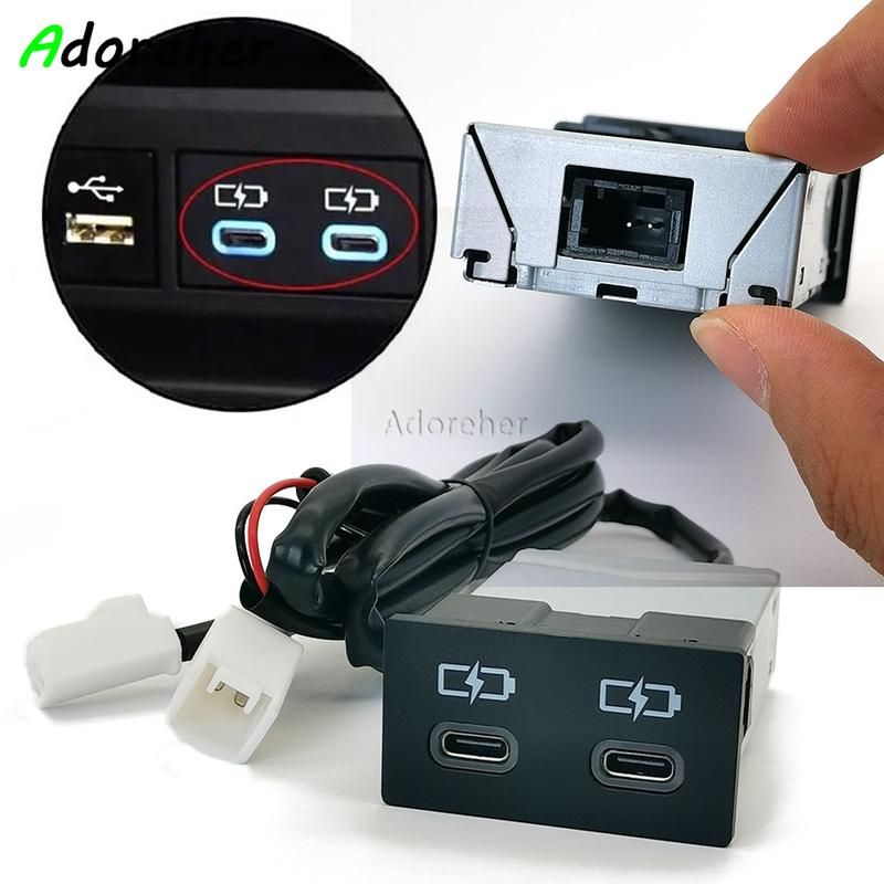 Car Charger Interface Socket Dual Type-C Quick Charger Adapter Fit For Toyota Sienna Camry Corolla RAV4 Land Cruiser 2018-
