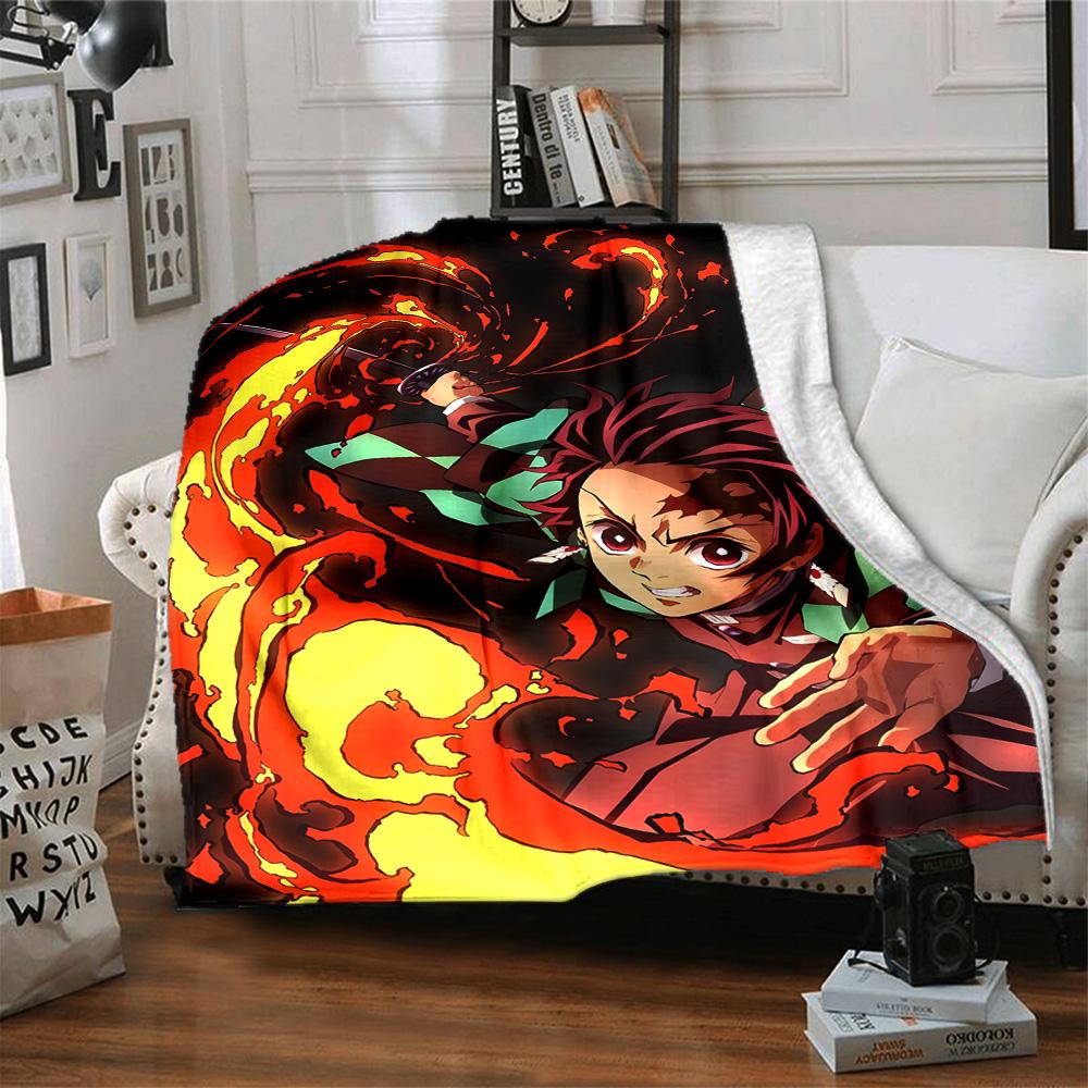1pc Kamado Tanjiro Blanket, Gift, for Men and Women, Soft Blanket, Good for Sofa Bed Couch Travel, Lightweight Flannel Blanket