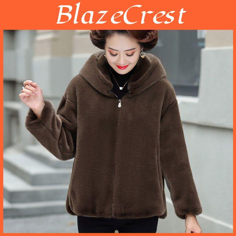 Imitation Winter And Autumn Fur Coat Women Mink Velvet Western Style Lady Wide Wife Highend Hooded Mink Coat