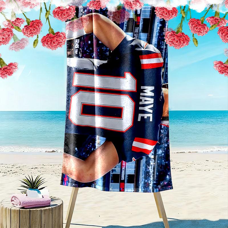 Drake Maye Print Beach Towel, Large Soft Quick Dry Towel for Beach Camping Swimming