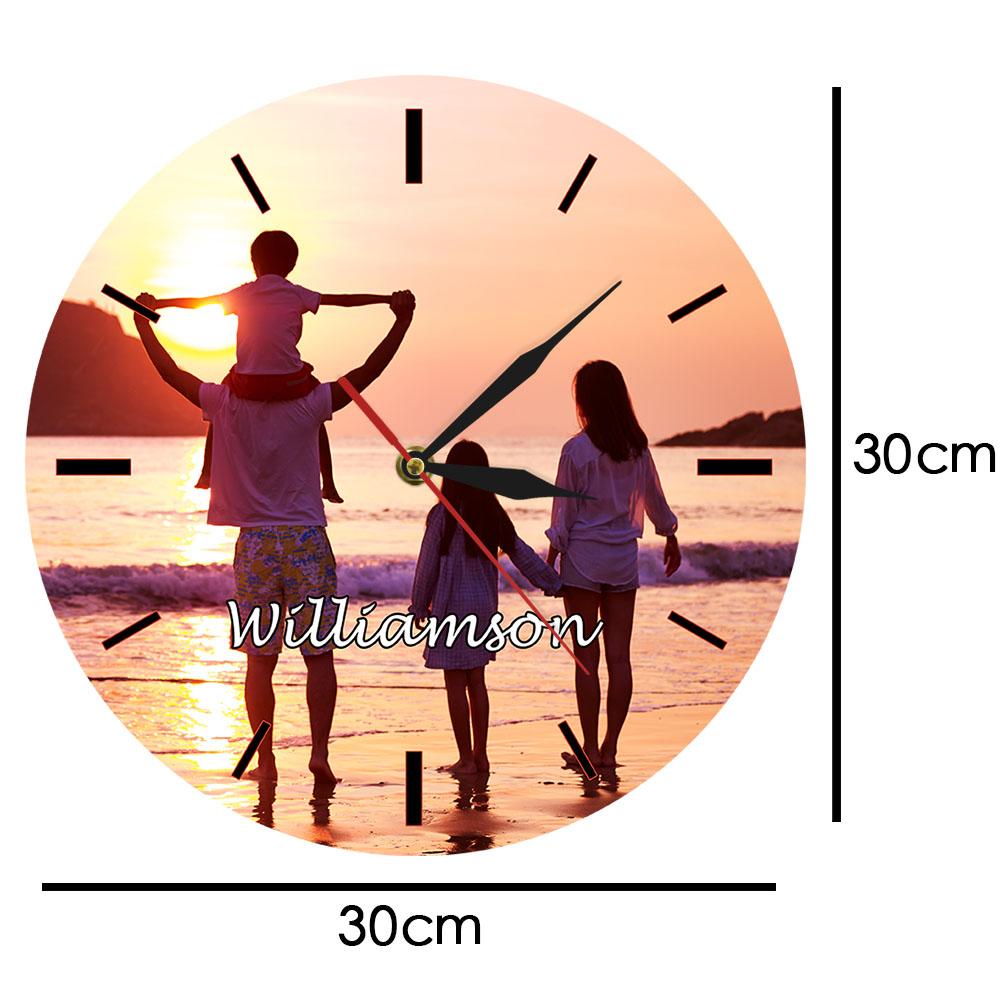 Custom Photo Picture Wall Clock Full Color HD Printing Personalized Design Your Family Clock Add Any Photo or Text Free Edits