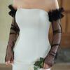 Solid Color Wedding Long Sleeves Yarn Pleated Lace Arm Covers Holy Bridal Arm Sleeves  Festival