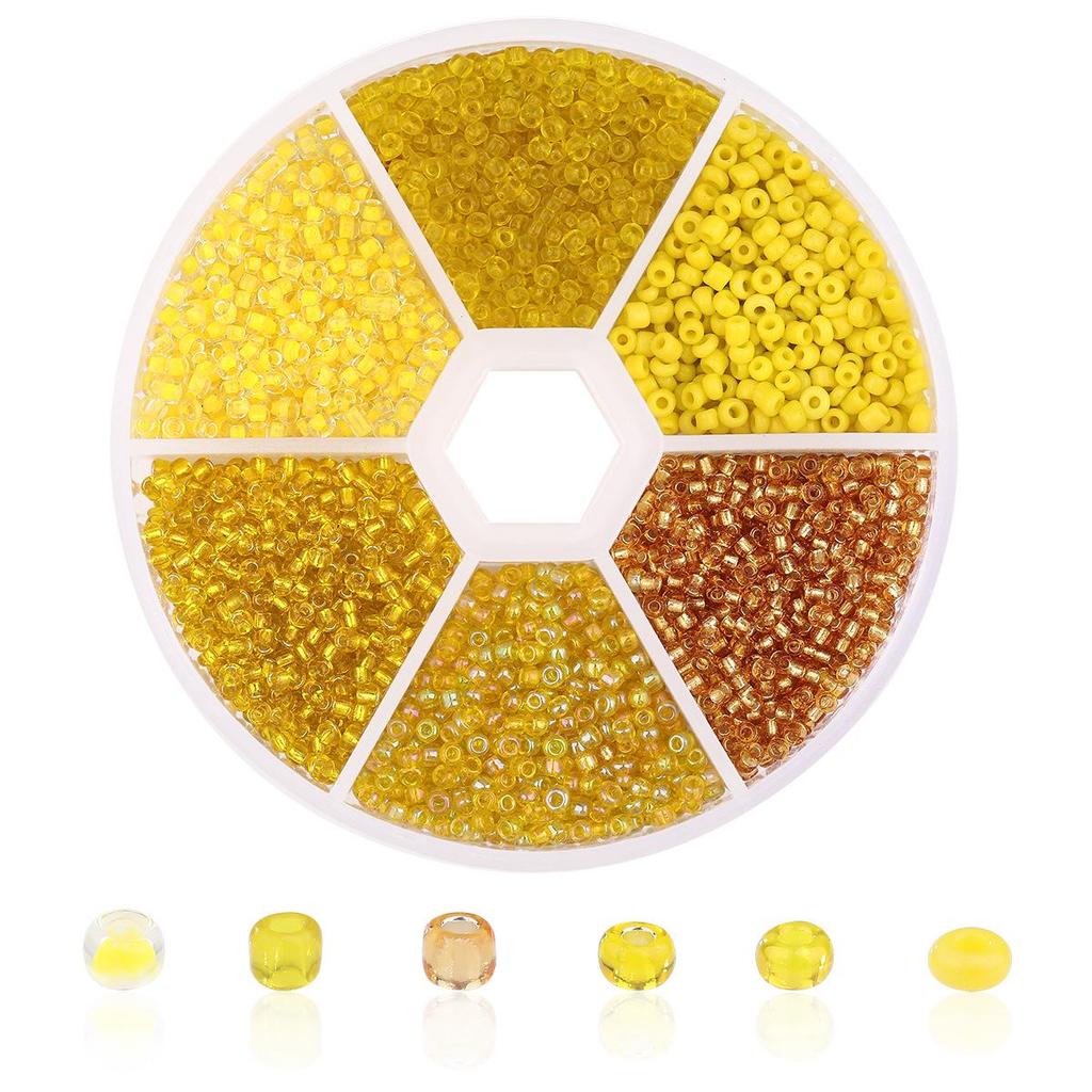 Handmade Mixed-Color Seed Beads Set: 6-Compartment Box for DIY Bracelets and Necklaces