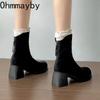 Vintage Autumn Women Ankle Boots Fashion Thick High Heels Height Increase Shoes Modern Short Botas Para Mujer