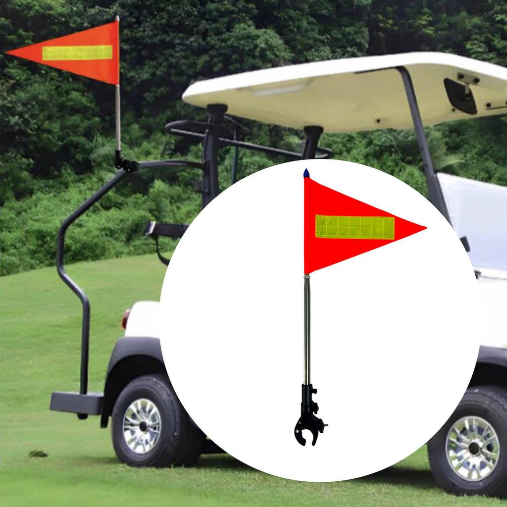 Golf Cart Flag Pole Kit Holder Accessories High Visibility Night Outdoor Telescopic for