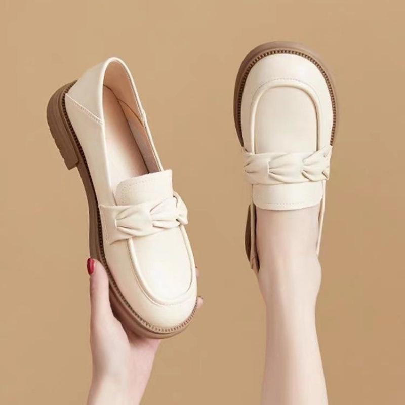 2025 Women's Waterproof Leather Loafers: Soft, Thick Sole, British Style, Versatile Spring Casual Shoes
