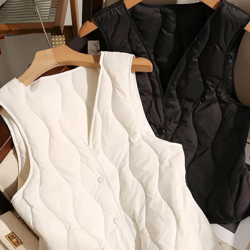 Vintage Ultra-thin Vest Streetwear 2024 New Autumn Winter Fashion Vest Warm Casual Buttons Cotton-padded Jacket Female