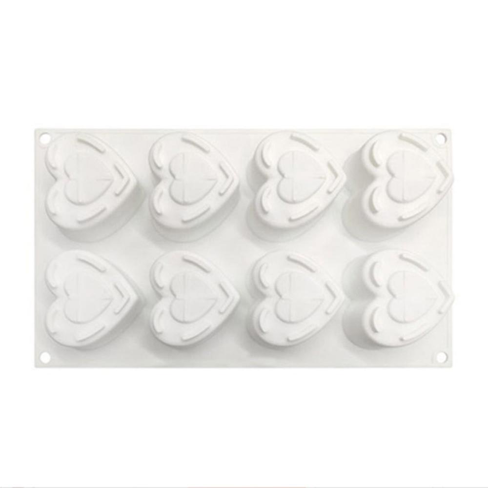 Love Shape Mousse Mold 8 Cavities Heart Lock Mold Valentine'S Day Cake Mould Reusable Heart Silicone Mould For Gift-Making Home