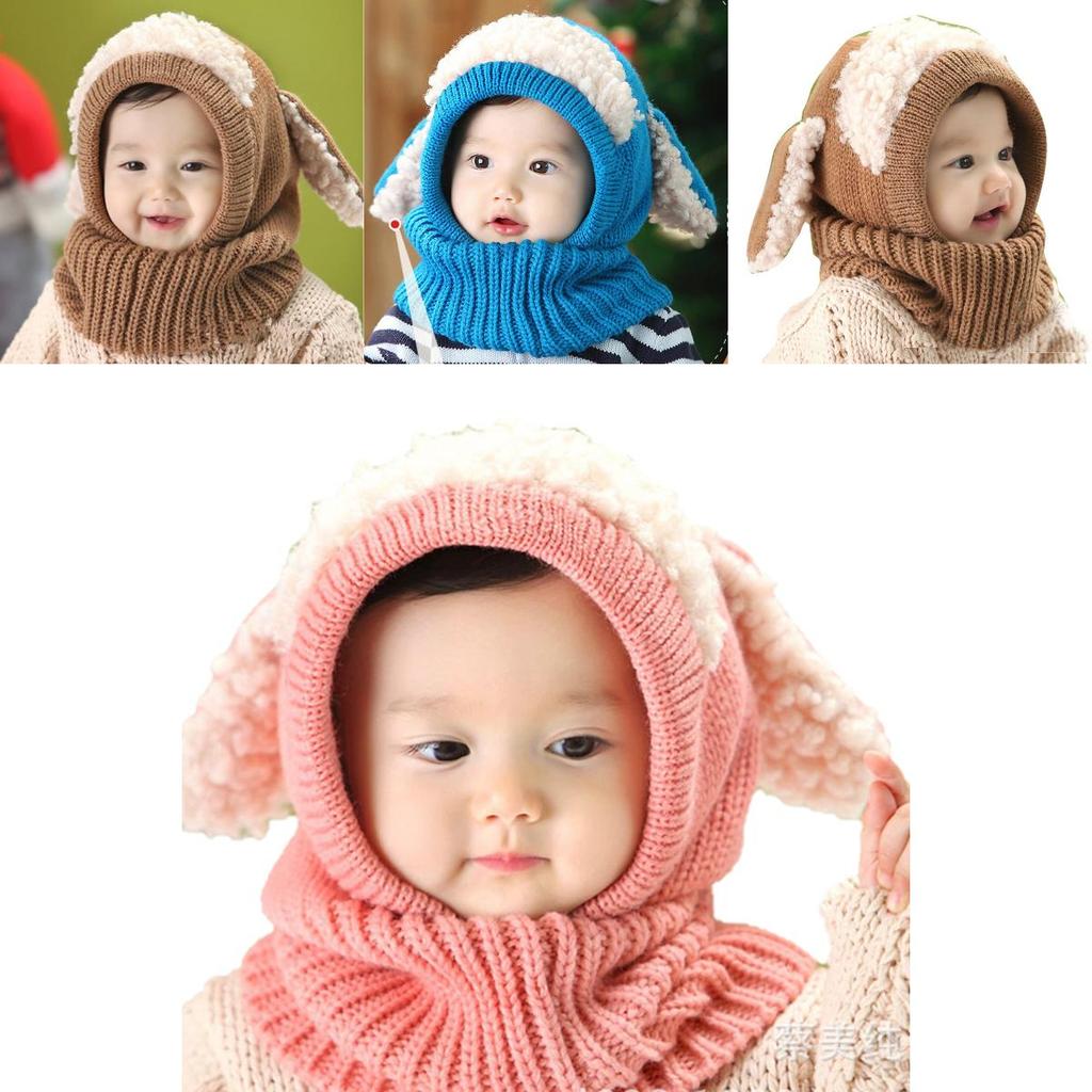 Gestrickte Babymütze mit flauschigem Hundemotiv für winterliche Wärme und winddichten Komfort