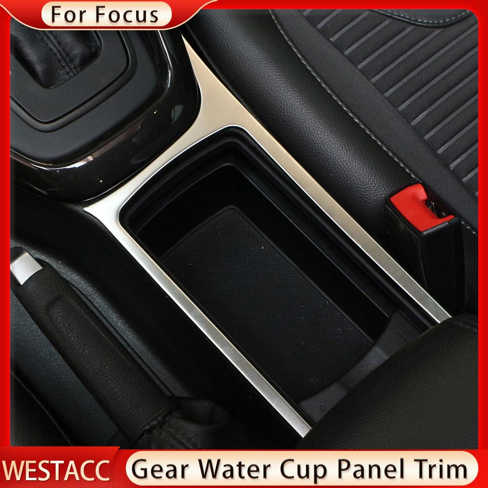 Stainless Steel Car Gearbox Water Cup Holder Panel Frame Sticker Cover for Ford Focus 3 Mk3 2015 2016 2017 2018 LHD