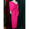 FairyShely Summer Bow Short Sleeve Plus Size Club Dress Women Solid Large Big Dresses Lady Slim Party Tight Curvy Dress