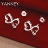 Exquisite 925 Sterling Silver Double Heart Earrings for Women, Fashionable Jewelry for Weddings and Parties