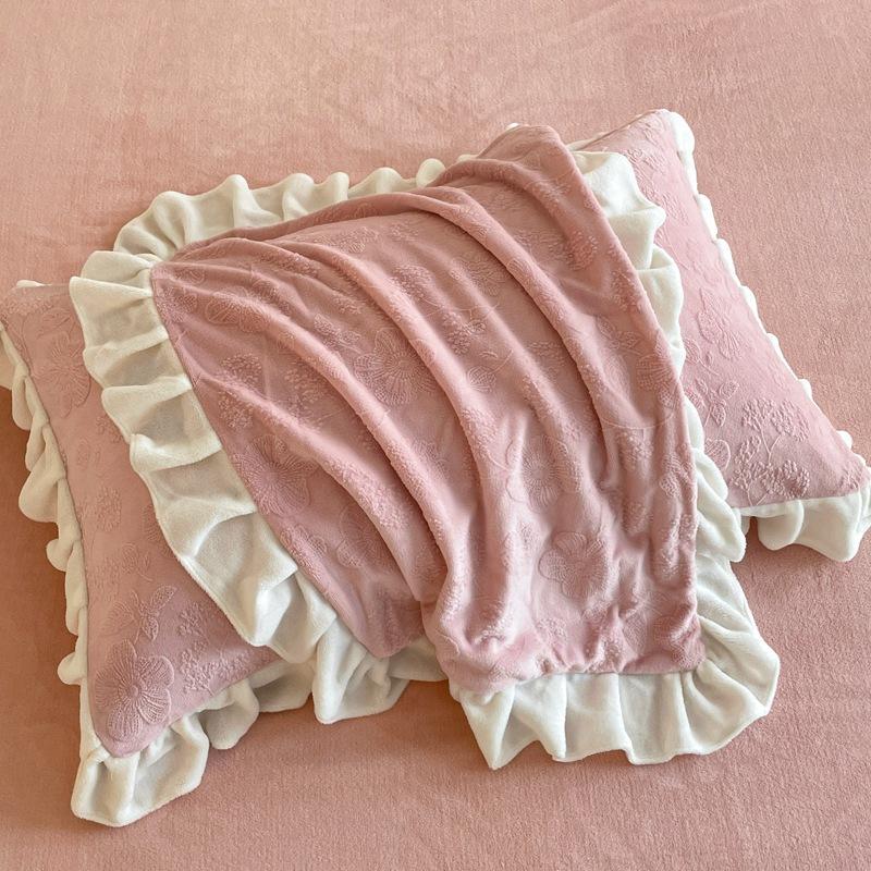 Ins-Stil im koreanischen Stil geschnitztes vierteiliges Bett aus Milchsamt, verdicktes warmes Korallensamt-Winterbettbezugblatt