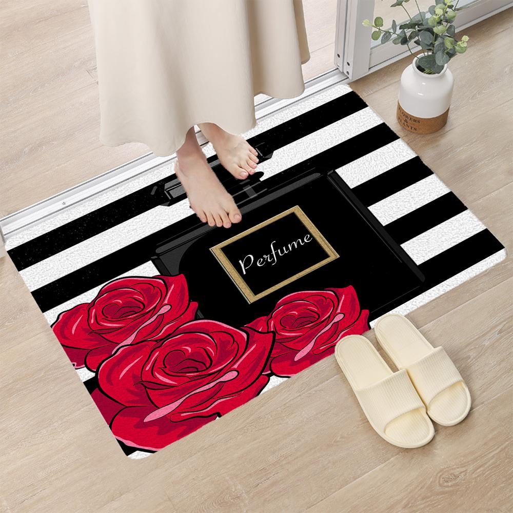 Modern Perfume Cosmetic Pattern Entrance Doormat Carpet Bedroom Decoration Bathroom Rug Home Bath Door Anti-Slip Foot Mat