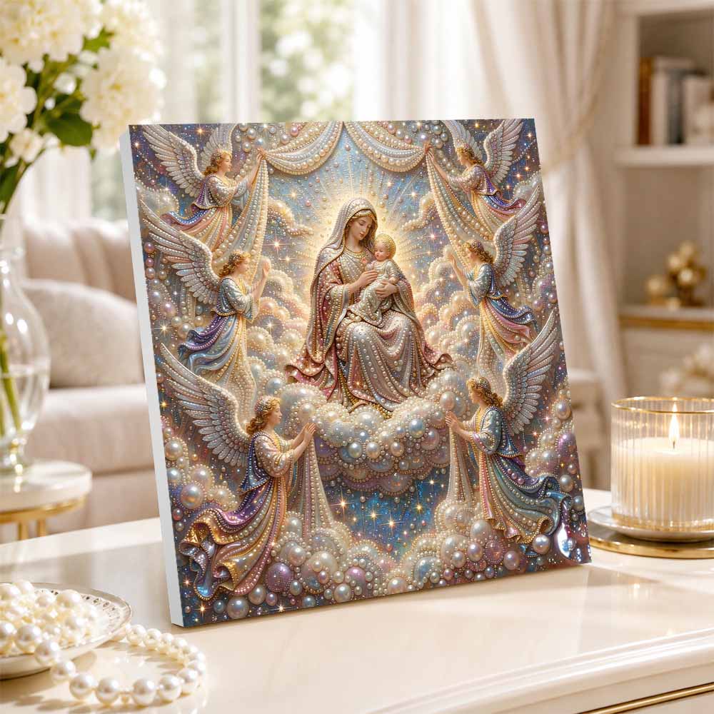 Pearl Painting 5D DIY Decorative Painting. Holy Mother and Angels. Cute Birthday Gift. Handmade Art Painting