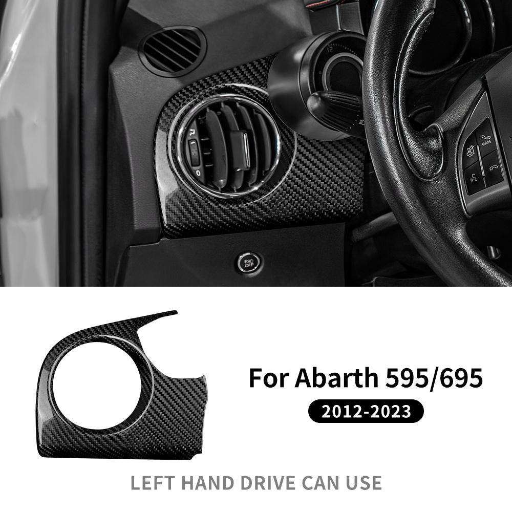 Real Hard Carbon Fiber Sticker For Fiat 500 2008-2025 Abarth 595 695 2012-2025 2025 2025 RHD Car Driver Side Air Outlet Panel