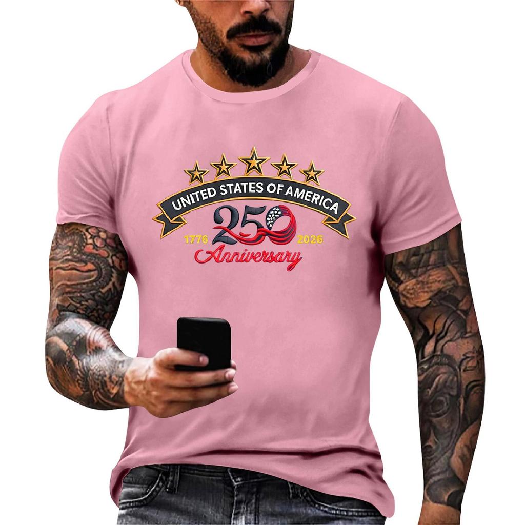 Men's Loose And Casual Flag-print T-shirt, Short Sleeve Shirt