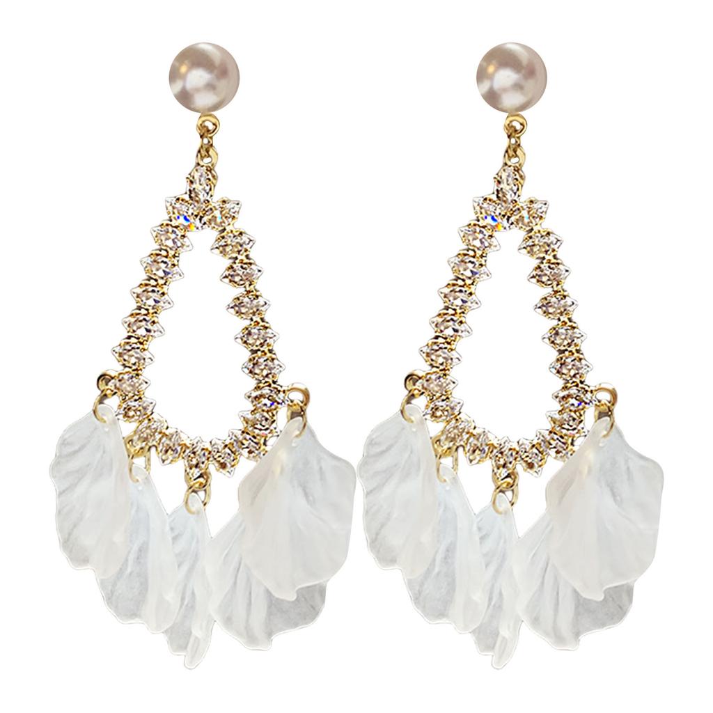 Stylish Shell Patterned Zircon Dangle Earrings Elegant Ear Pendant Perfect For Urban Professionals Seeking Elegances