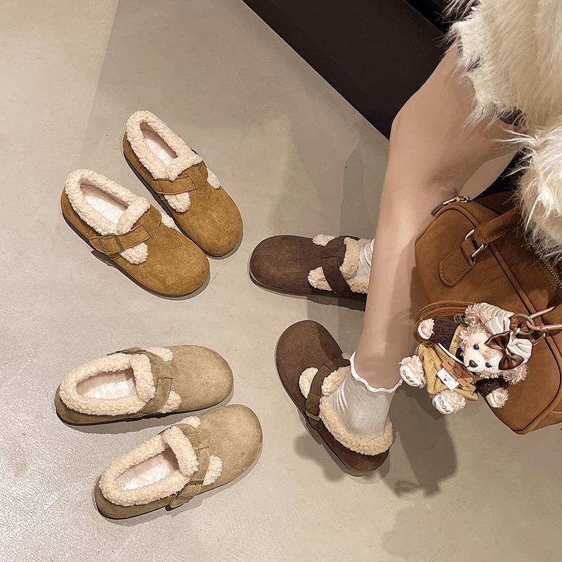 Women's Large Size Thick Sole Soft Sole Winter Warm Fur One Snow Boots Padded Lined Ankle Boots Non-slip Hiking Sports Cotton Boots Soybean Shoes