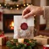 Self Adhesive Christmas Stickers Wax Seal Stickers Self-Adhesive Embossed Decals Red And Souvenir Packaging Labels Green Retro for Holiday Greeting