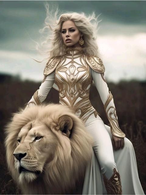 DIY Diamond Painting New Arrival 2023 Mosaic Handsome Women and Lions Cross Stitch Kit Rhinestone Embroidery Full Drill