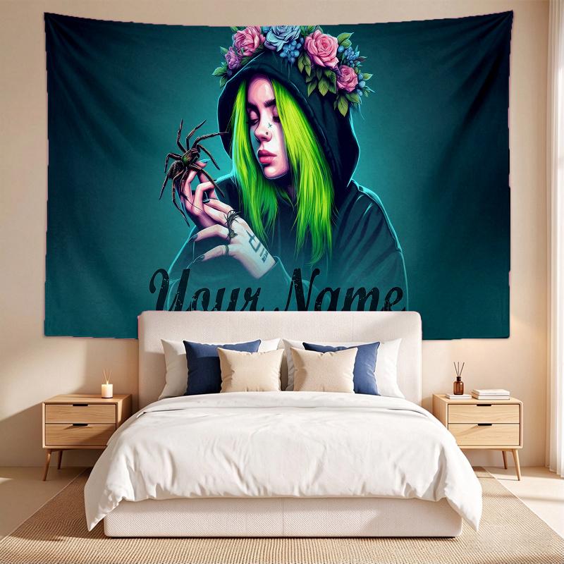 Billie Eilish (2) Tapiserie cu Nume Personalizat Tapiserie de Agățat pe Perete Decor Artă de Perete pentru Dormitor Sufragerie