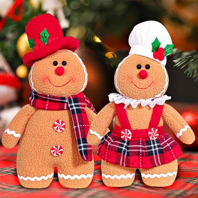 Festival Home Decoration Christmas GingerbreadMan Seasonal Plush Leg Bedroom Ornament Christmas Scene Layout
