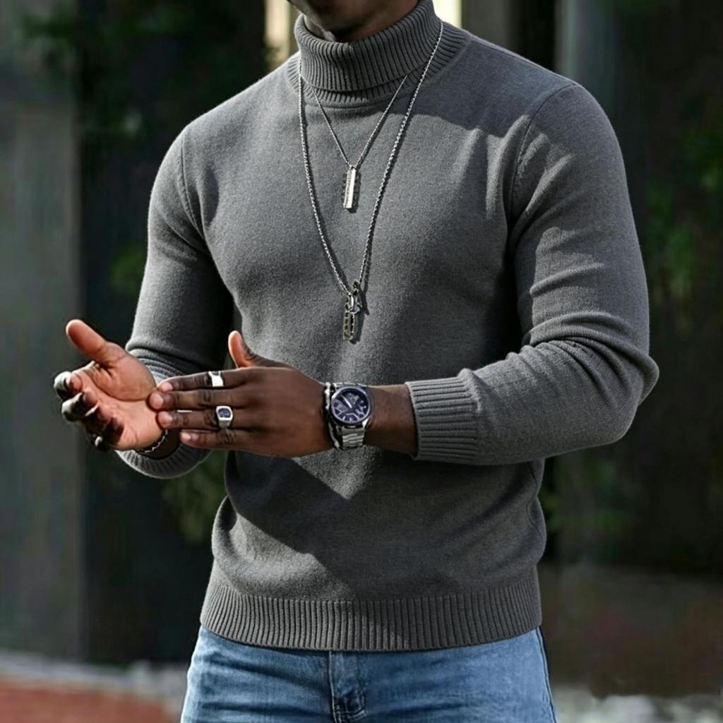 Men's Color Turtleneck Sweater for Casual Everyday Wear