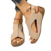 New Large-sized Shoes Velcro Wedge Heels Breathable and Carved Beach Sandals