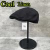 Baretă de vară 100% in pentru bărbați Șapcă tip newsboy vintage, ușoară, respirabilă Bărbat Negru Art Retro Șapcă de șofer