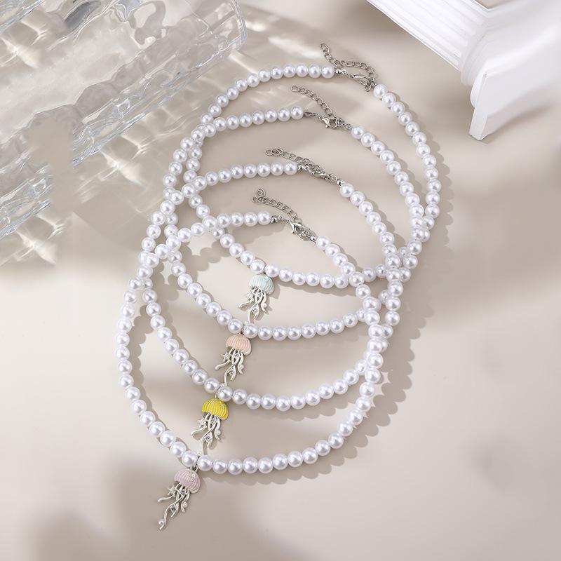 Bohemian Zircon  Pendant Necklaces For Women Zircon New Trend Cute Jellyfish Zircon Chain Choker Girl Gift