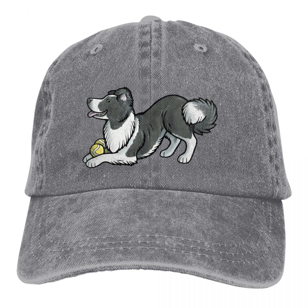Pure Color Dad Hats Border Balls Womens Hat Sun Visor Baseball Caps Collie Dog Peaked Cap 21X30