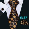 Barry.Wang Gold Black Jacquare Ties Fashion Set Hanky Cufflinks Neckties for Men Woven Silk