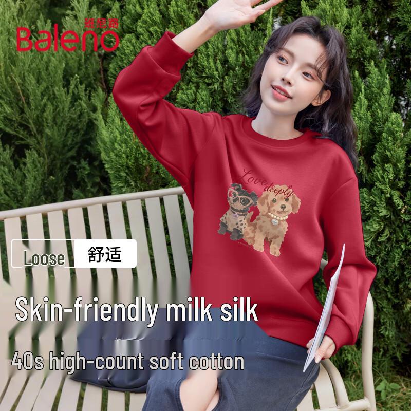 

Baleno Women s Milk Silk Puppy Graphic Round Neck Sweatshirt M