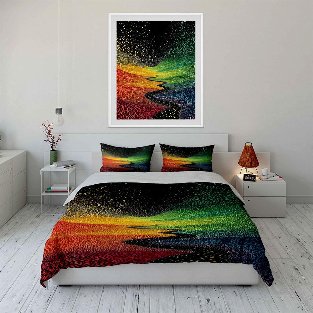 Multicolored gradient with dots. Bedding sets Duvet cover sets Duvet covers Pillowcases(1 * Duvet Cover 2 * Pillowcases without duvet insert)