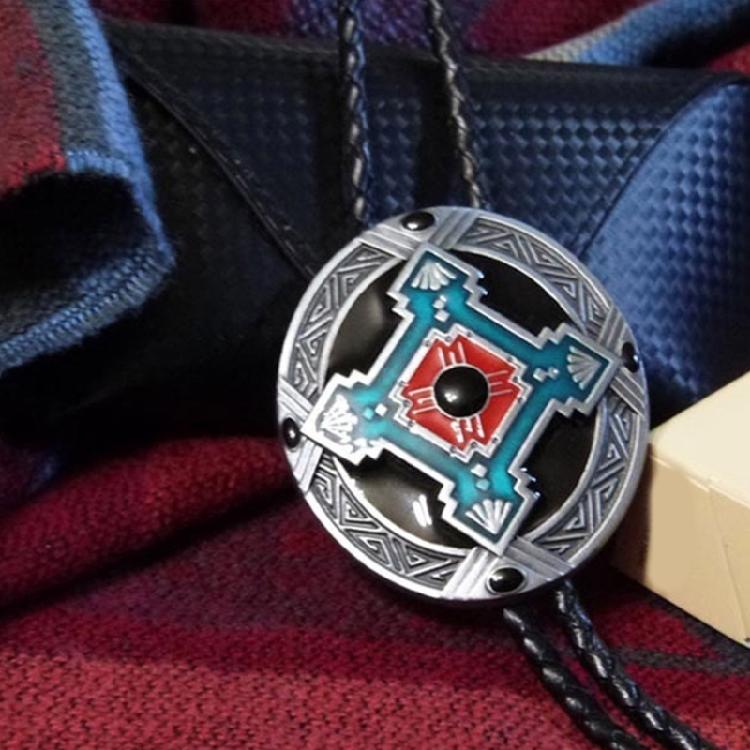 1 Pc Braided Shoestring Totem Bolo Tie Carved Charm Cowboy Necktie Necklace