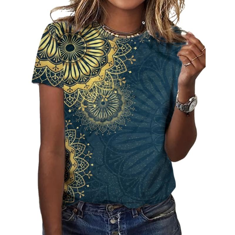 

Creative new fashion trend full body drawing printed women s round neck short sleeved T-shirt top S