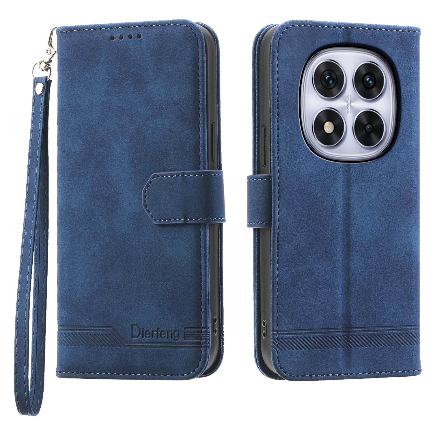 

Для Xiaomi Redmi Note 14 Pro 5G/Poco X7 5G Шкіряний чохол з лінійним тисненням Гаманець Чохол для телефону Blue