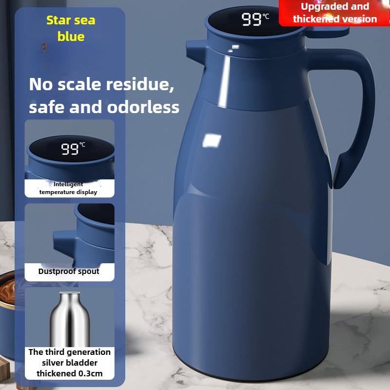 

Кофейный термос с цифровым дисплеем, стеклянной колбой, вакуумные термосы, бутылка для воды большой емкости, кухонный термочайник, 2 л 2L