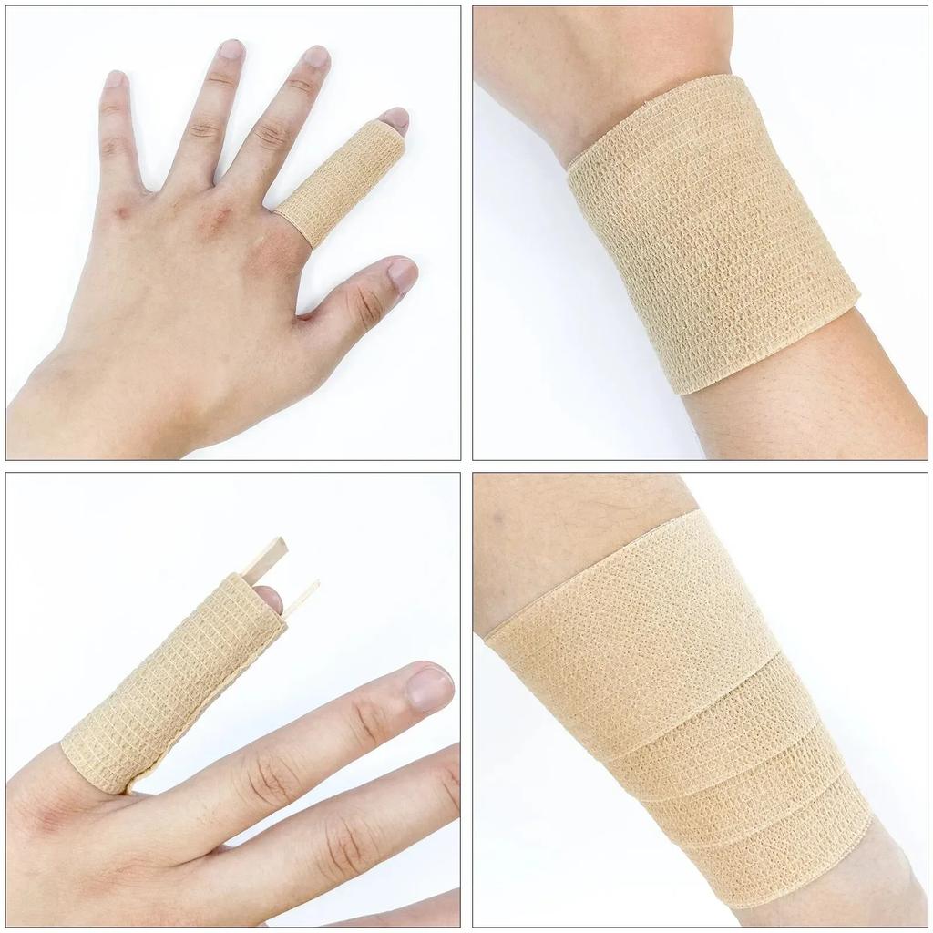 1roll 2.5/5/7.5/10cm*4.5m Non Woven Elastic Self Adhesive Bandage Cohesive Bandage for Sports Fixing Finger Wrist Leg  camping